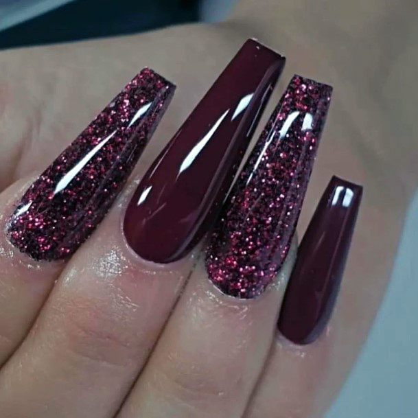Girls Maroon Dress Fingernails Designs