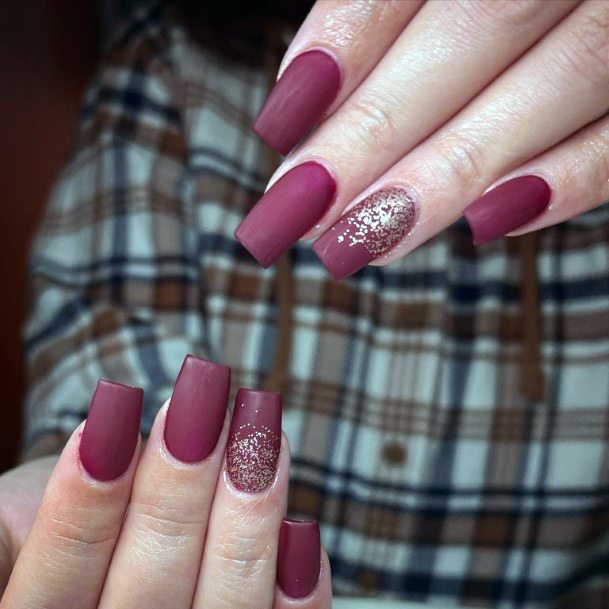 Girls Maroon Fingernails Designs