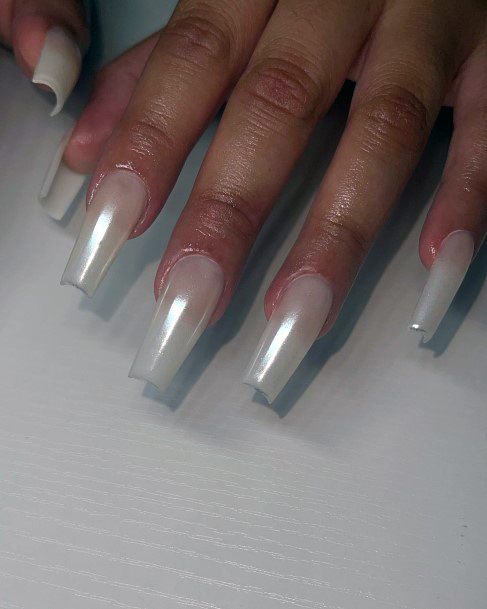 Girls Milky White Fingernails Designs