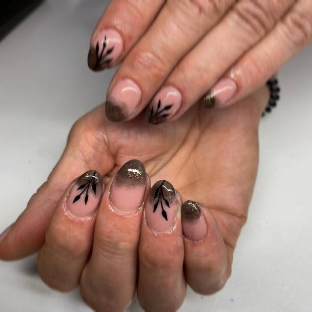 Girls Nails With Black Ombre