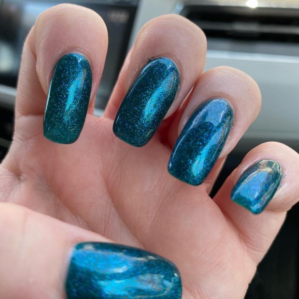 Girls Nails With Blue And Green