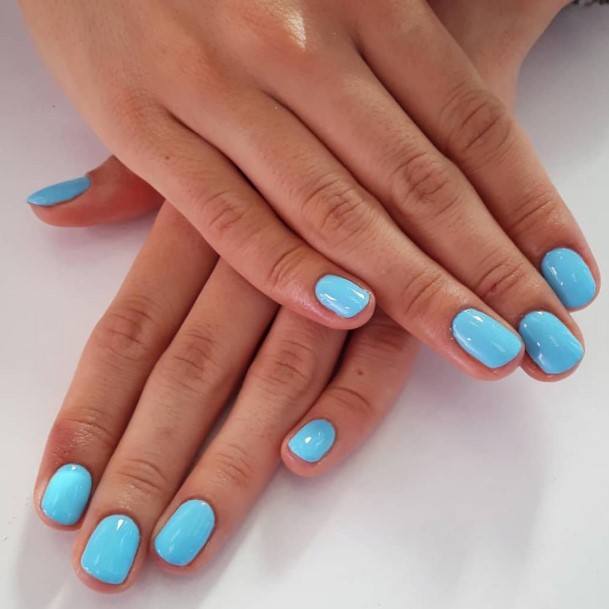 Girls Nails With Blue Short