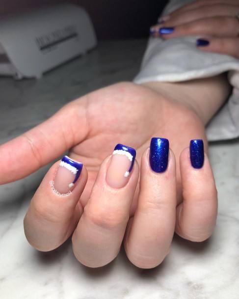 Girls Nails With Blue Winter