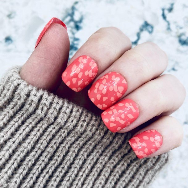 Girls Nails With Bright Coral