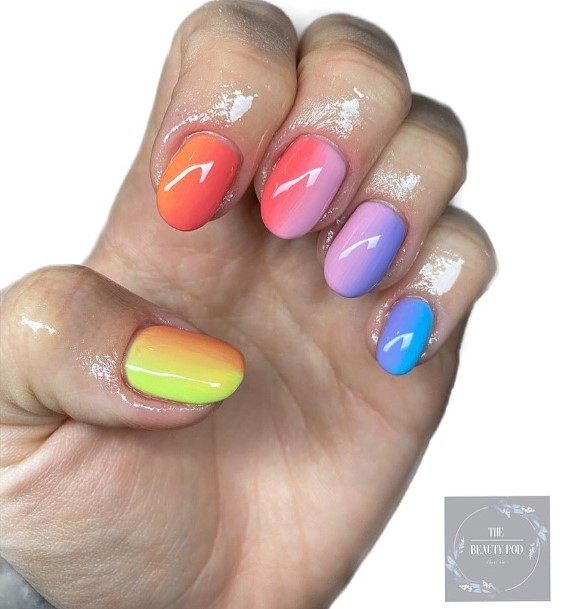 Girls Nails With Bright Ombre