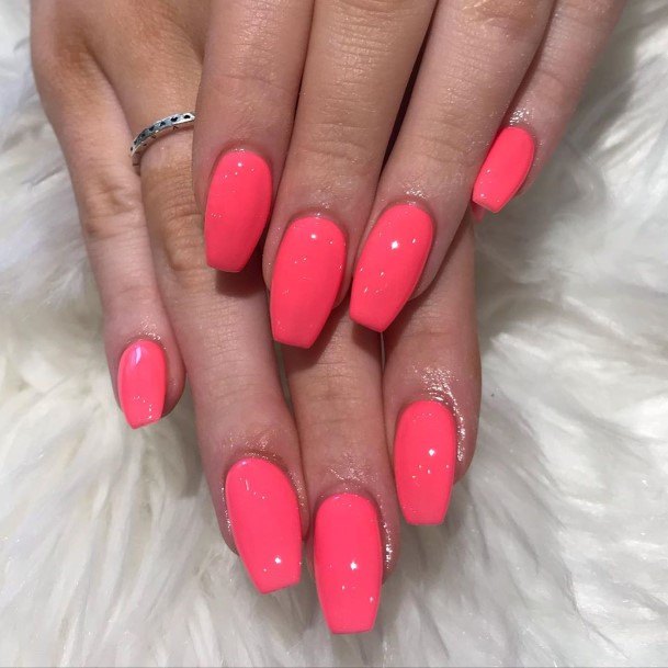 Girls Nails With Bright Pink