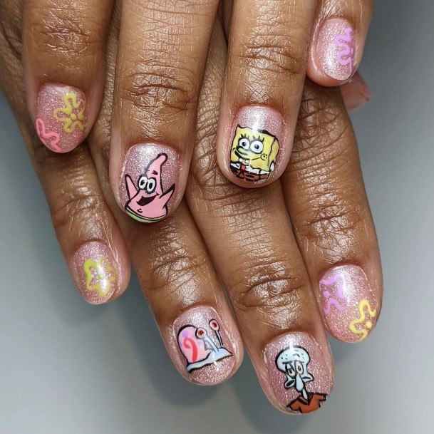 Girls Nails With Cartoon