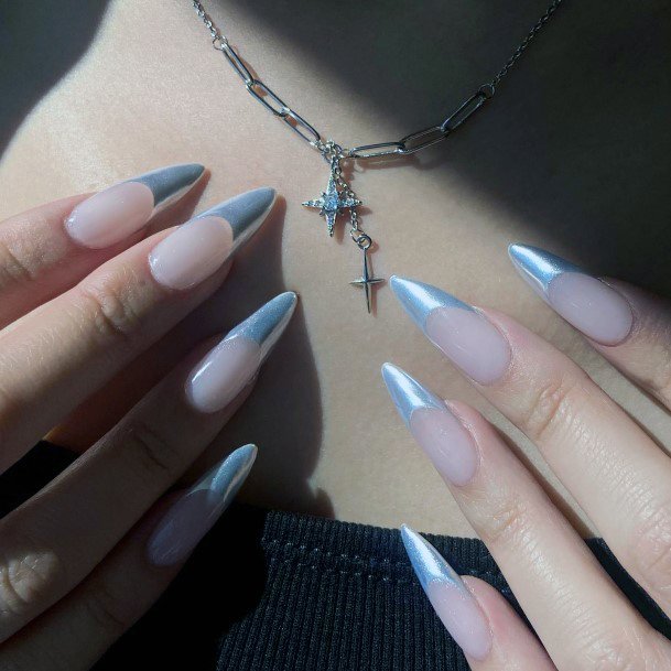 Girls Nails With Chrome