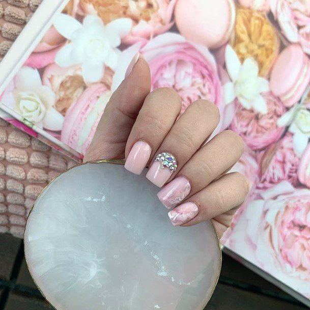 Girls Nails With Crystals