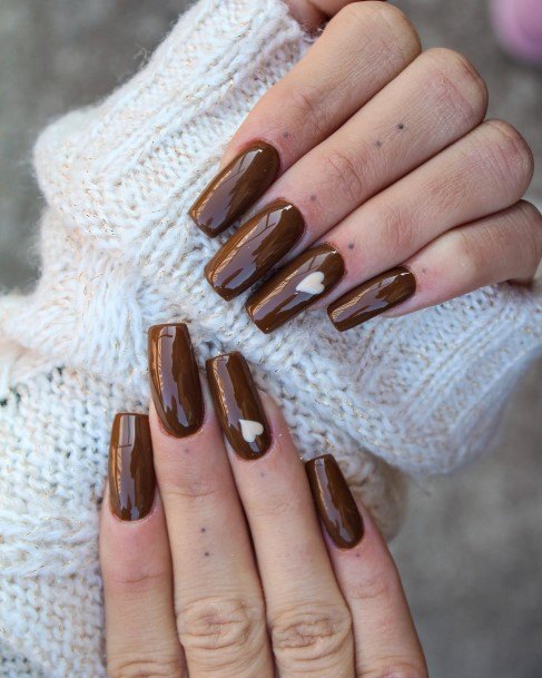 Girls Nails With Dark Brown