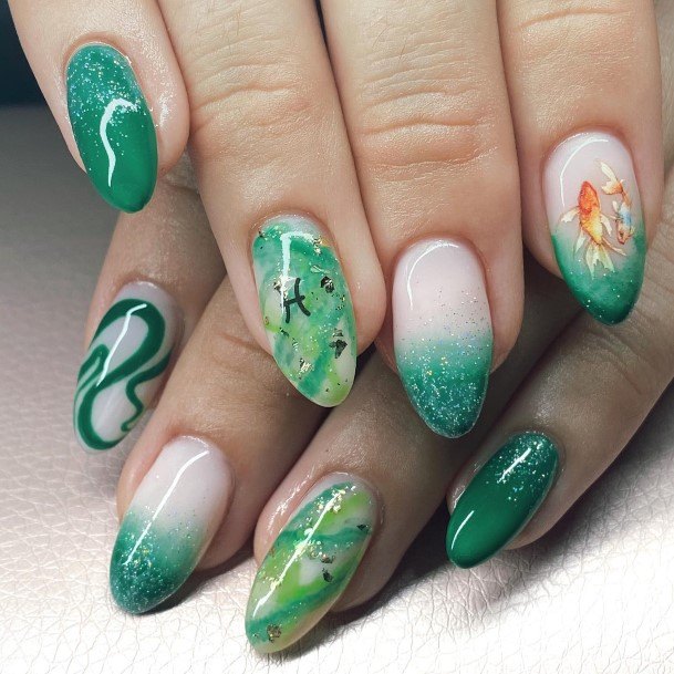 Girls Nails With Fish