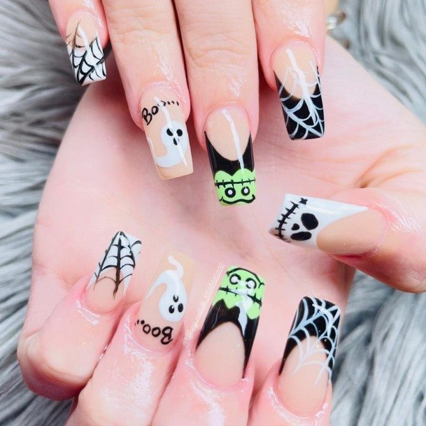 Girls Nails With Frankenstein