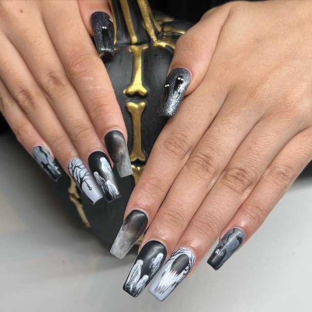 Girls Nails With Ghost