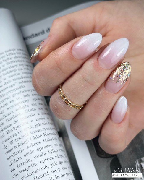 Girls Nails With Gold Ombre