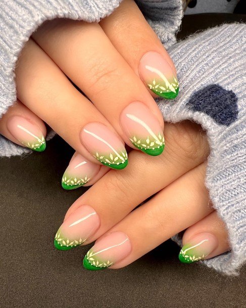 Girls Nails With Green Ombre