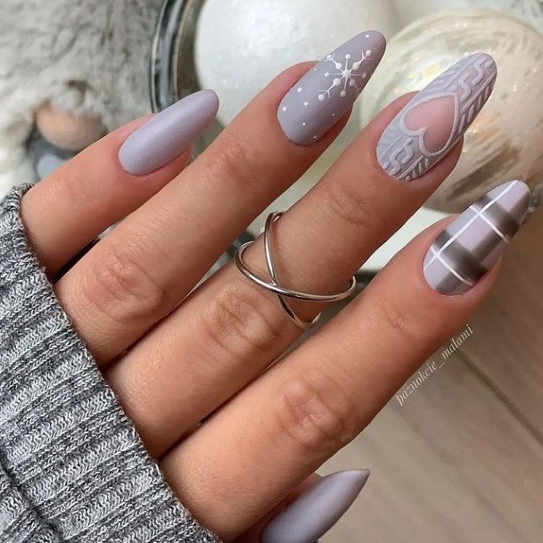 Girls Nails With Grey