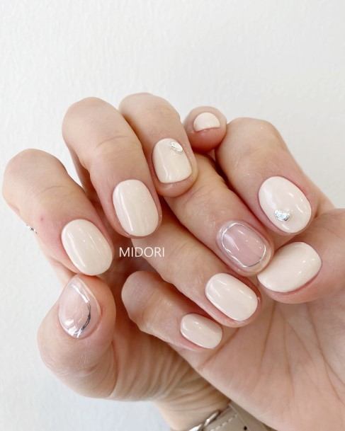 Girls Nails With Ivory