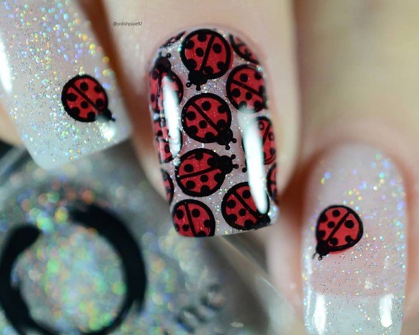 Girls Nails With Ladybug