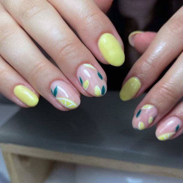 Girls Nails With Lemon