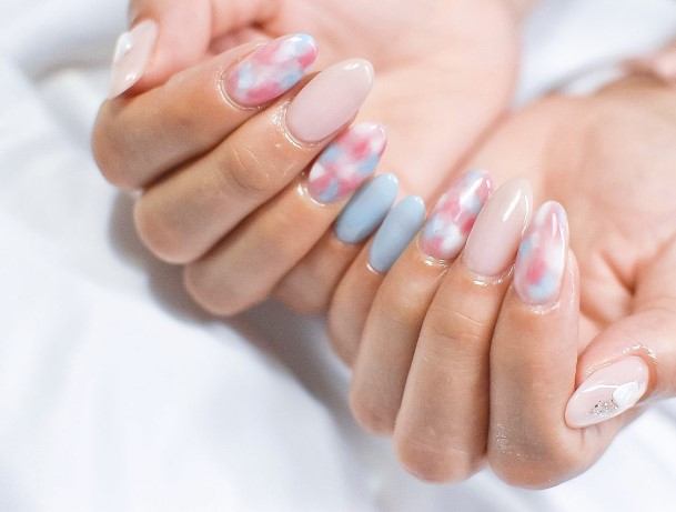 Girls Nails With Light Blue