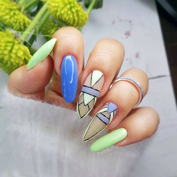 Girls Nails With Light Green