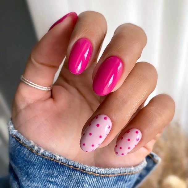 Girls Nails With Magenta