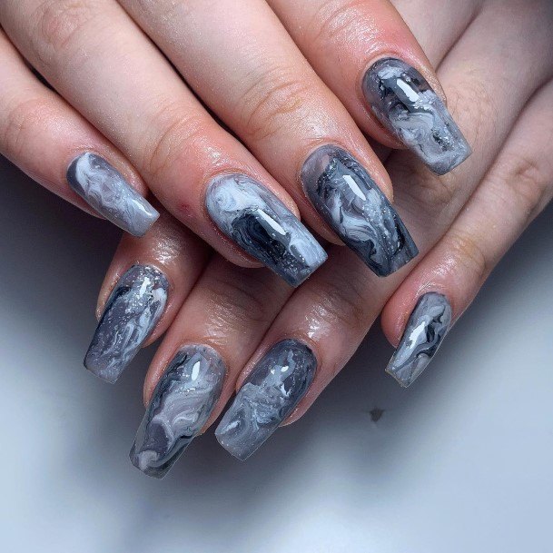 Girls Nails With Marble