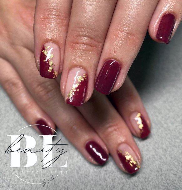 Girls Nails With Maroon