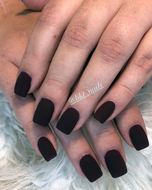 Girls Nails With Matte Maroon