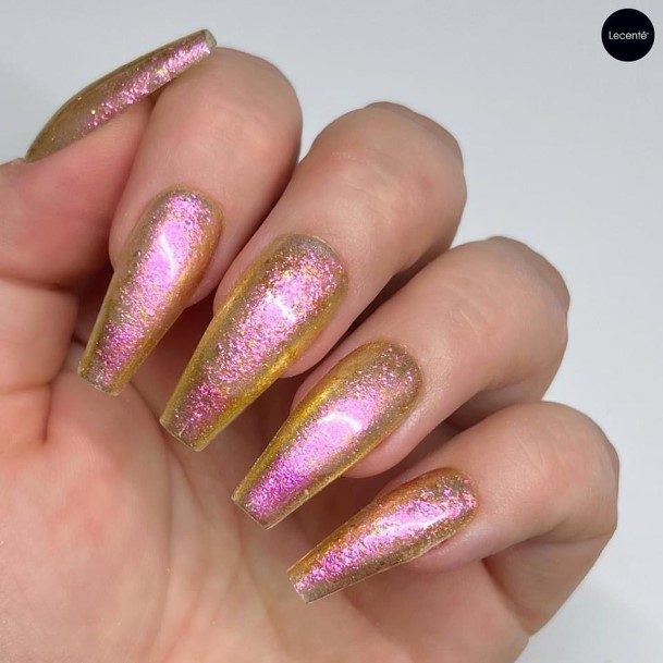 Girls Nails With Metallic Gold