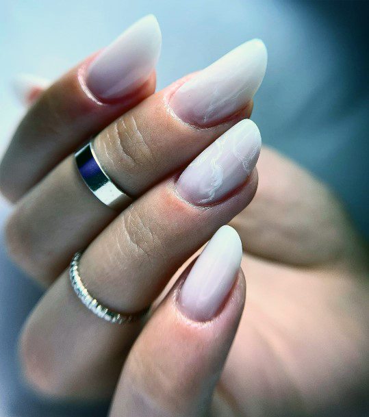 Girls Nails With Milky White