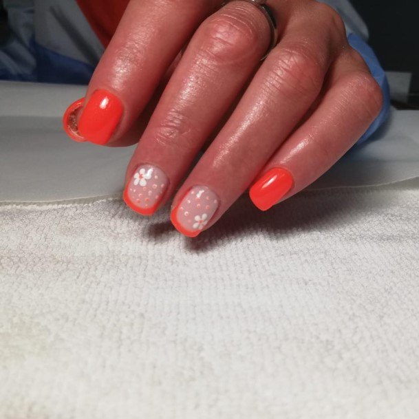 Girls Nails With Orange And White