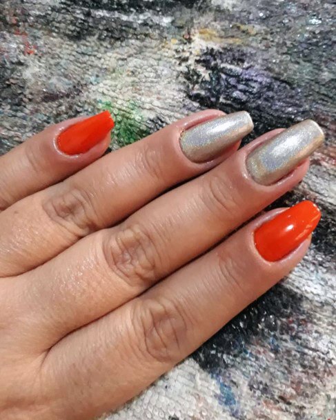 Girls Nails With Orange Dress