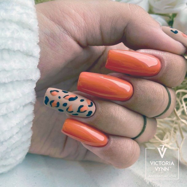 Girls Nails With Orange