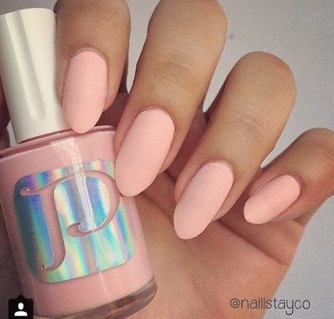 Girls Nails With Peach Matte