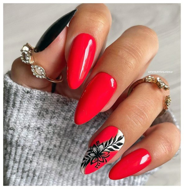 Girls Nails With Red Dress