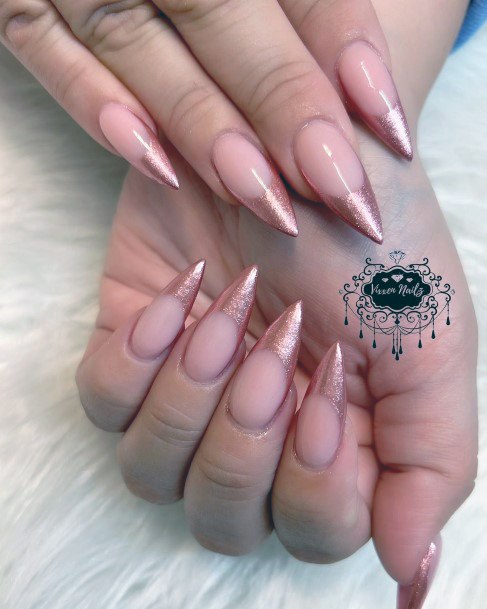 Girls Nails With Rose Gold