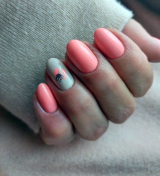 Girls Nails With Salmon