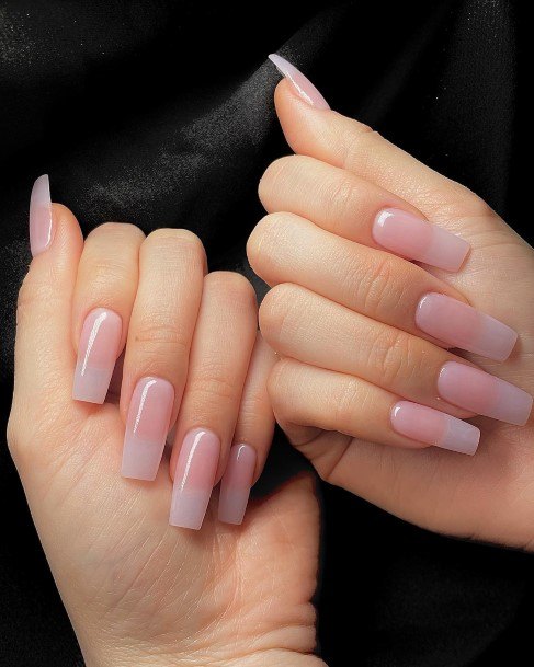 Girls Nails With Translucent Pink