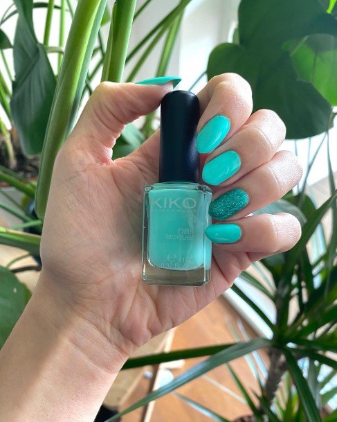 Girls Nails With Turquoise Ombre