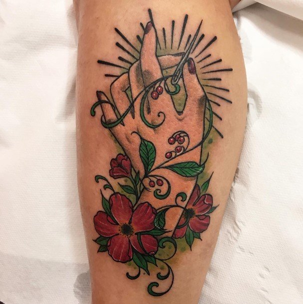 Girls Needle And Thread Tattoo Ideas