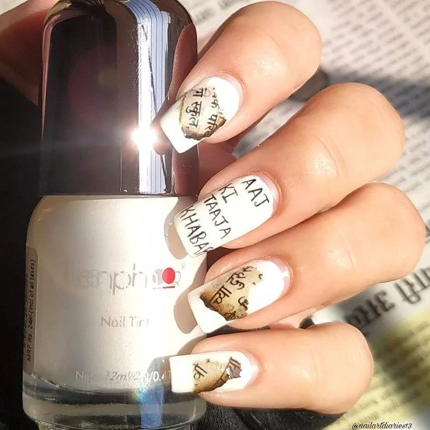 Girls Newspaper Nail Art Ideas