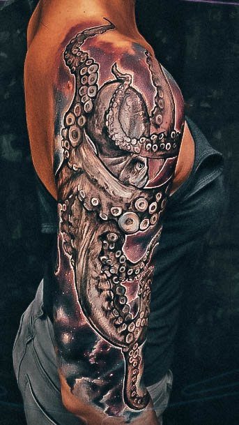 Girls Octopus Tattoo Designs Half Sleeve