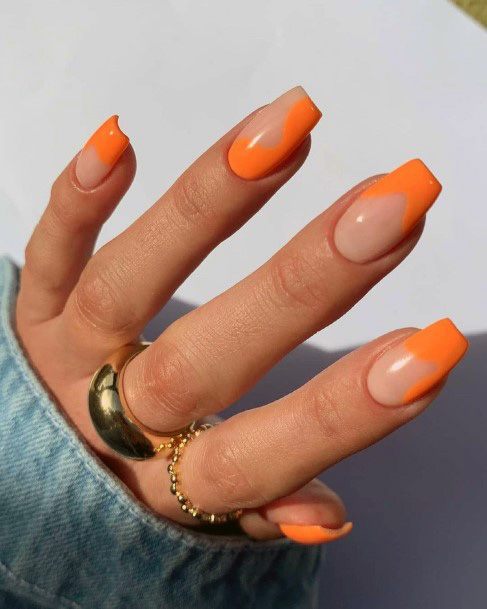 Girls Orange Dress Fingernails Designs