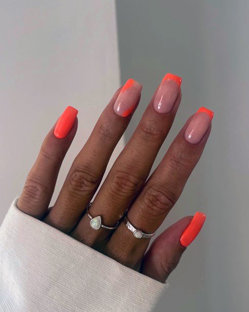 Girls Orange Fingernails Designs