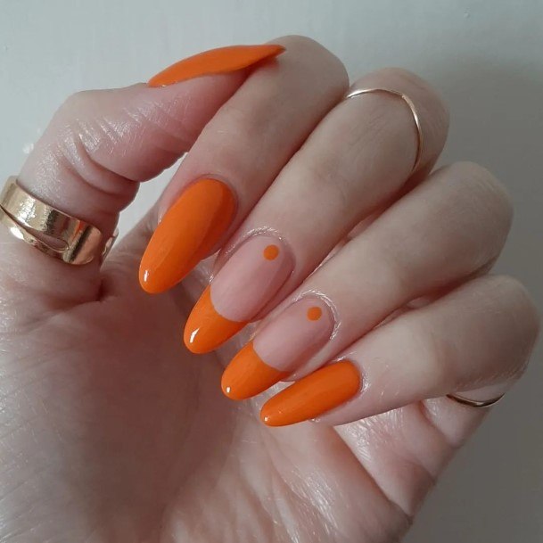 Girls Orange French Tip Fingernails Designs