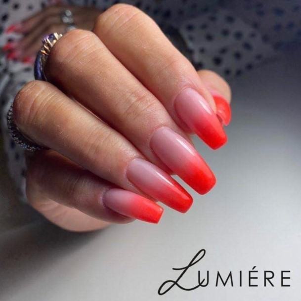 Girls Orange Ombre Fingernails Designs