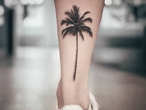 Girls Palm Tree Tattoo Designs Back Of Leg