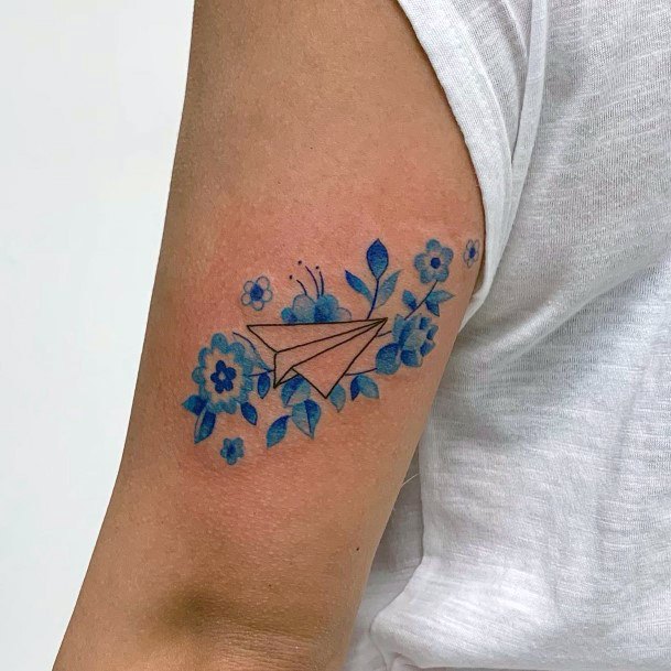 Girls Paper Airplane Tattoo Designs