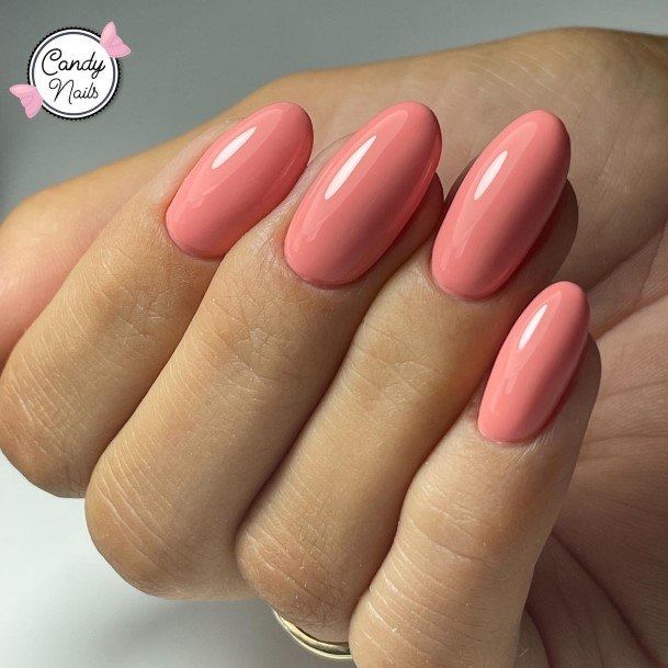 Girls Peach And Pink Fingernails Designs